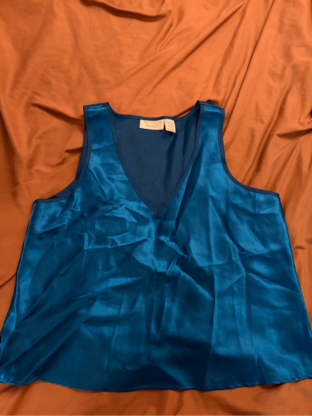 Victoria's Secret Teal Satin V-Neck Slip